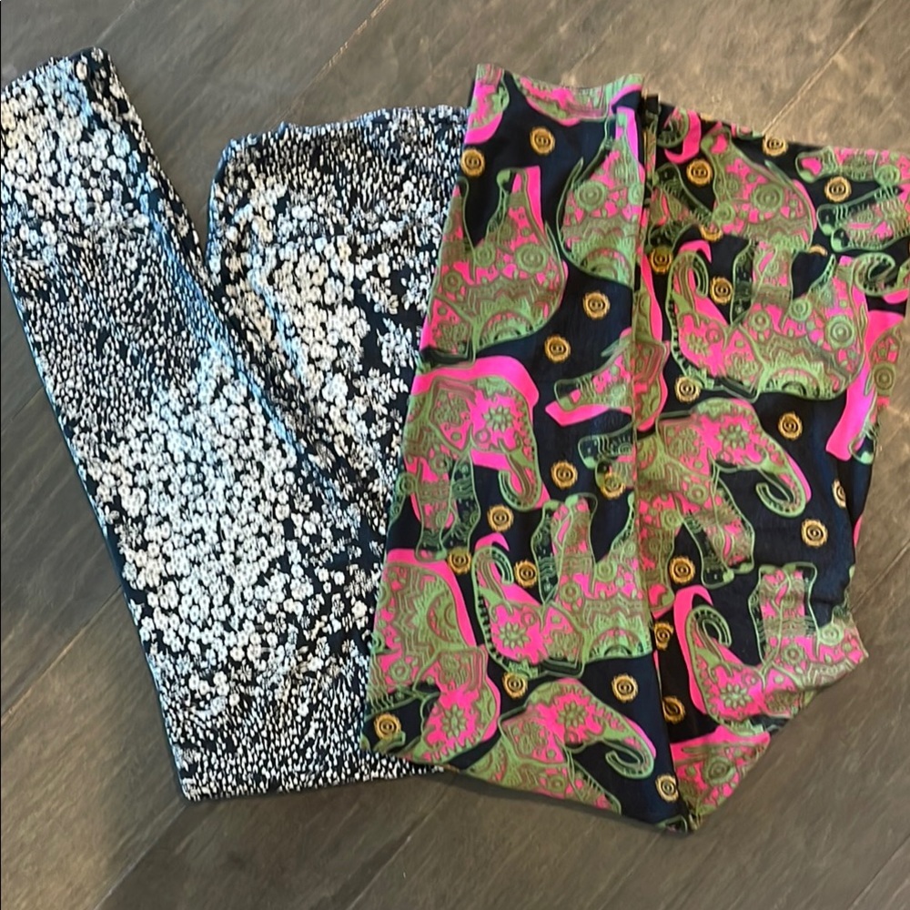 LuLaRoe TC Leggings 2-Pack - Floral and Elephant Patterns